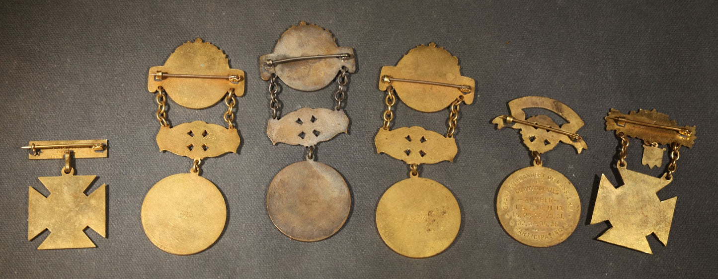 Grouping of Six Antique Knights Templar Medals Including Trinity Commandery Manchester, New Hampshire, St. John's Day 1915 Providence, Rhode Island, Washington Commandery Boston 1897, and Grand Commandery Massachusetts and Rhode Island 1920