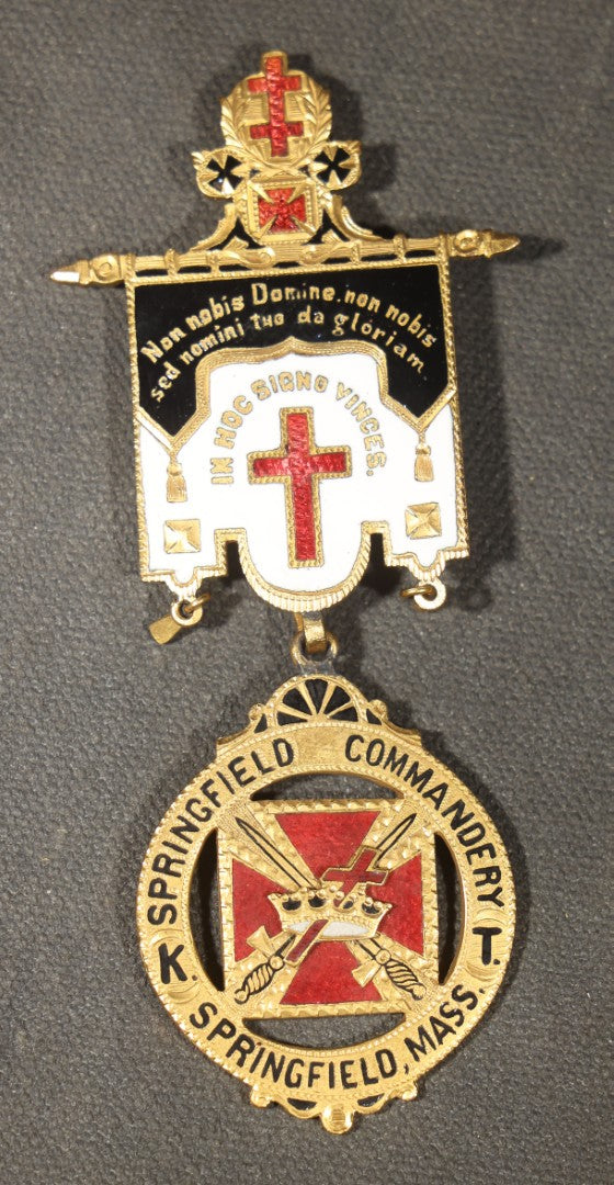 Trio of Antique Knights Templar Enameled Medals Including Springfield Commandery K.T. Springfield, Massachusetts, St. Andrew No. 13 K.T. Richmond, Virginia, and St. Elmo Commandery No. 65 35th Triennial Conclave New Orleans