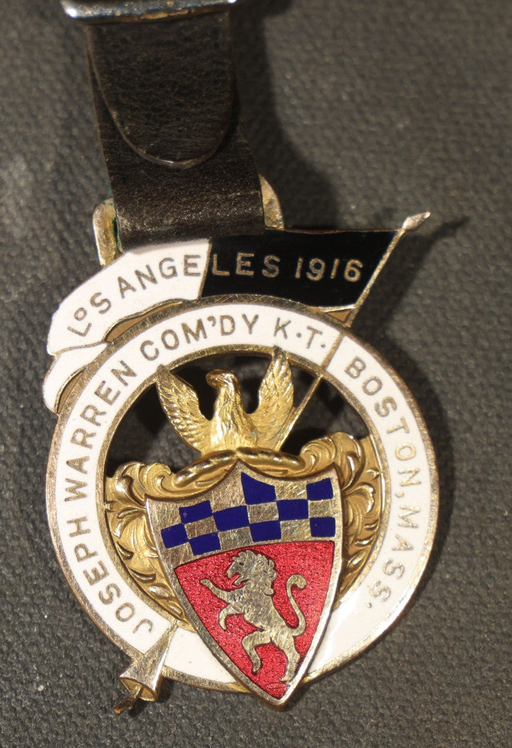 Grouping of Eight Antique Knights Templar Pins and Badges Including Joseph Warren Commandery K.T. Boston, Olivet Commandery K.T. Lynn, Worcester County Commandery K.T., Mt. Calvary Commandery Omaha, Nebraska, and St. Johns No. 1 Providence, RI