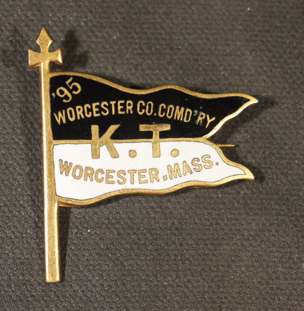 Grouping of Eight Antique Knights Templar Pins and Badges Including Joseph Warren Commandery K.T. Boston, Olivet Commandery K.T. Lynn, Worcester County Commandery K.T., Mt. Calvary Commandery Omaha, Nebraska, and St. Johns No. 1 Providence, RI