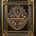 Lot 149 - Vintage Costume Jewelry Wall Art in Plastic Faux Wood Frame, 16-1/4" W x 19" H