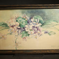 Lot 150 - Antique Framed Watercolor Painting on Paper, Still Life of Violets, Signed Frances Kaull, 1911, 13-5/8" W x 6-5/8" H