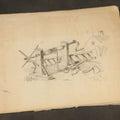 Lot 155 - Antique Pencil Sketchbook with Rural Scenes, Still Life Studies, and Landscapes Including Farm Equipment, Cow, Water Pump, and Towered Buildings