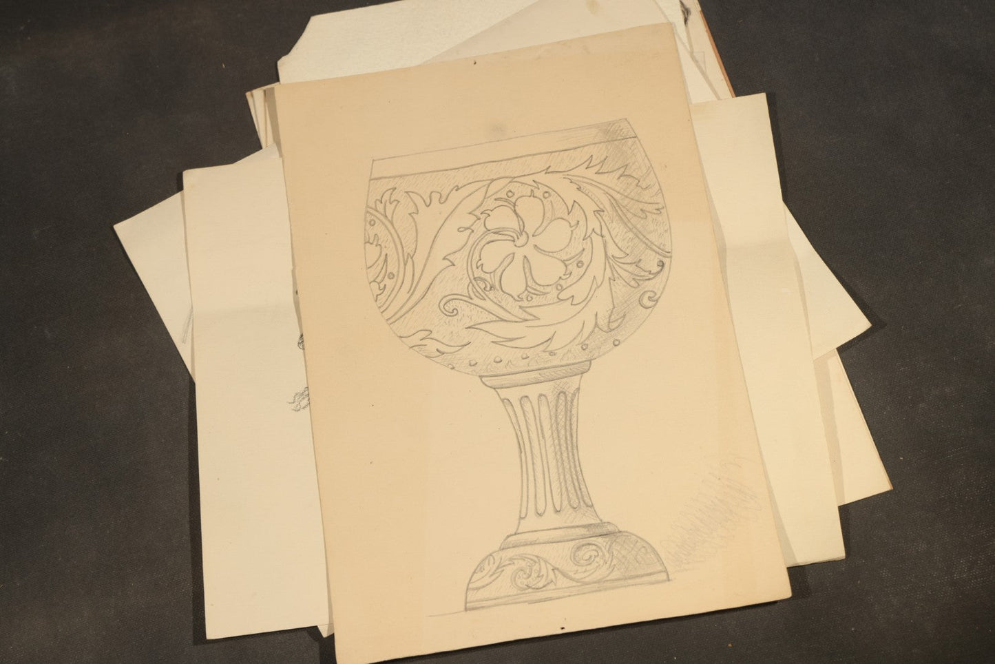 Grouping of 20 Antique Pen and Pencil Sketches including Portraits, Coastal Scene, Goat, Flowers, and "An Old Salt" Pipe Smoker, with Decorative "Sketches" Cover Sheet