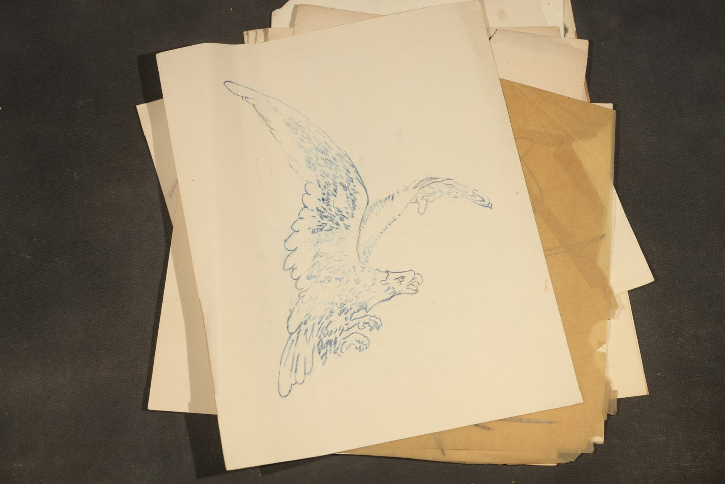 Grouping of 20 Antique Pen and Pencil Sketches including Portraits, Coastal Scene, Goat, Flowers, and "An Old Salt" Pipe Smoker, with Decorative "Sketches" Cover Sheet