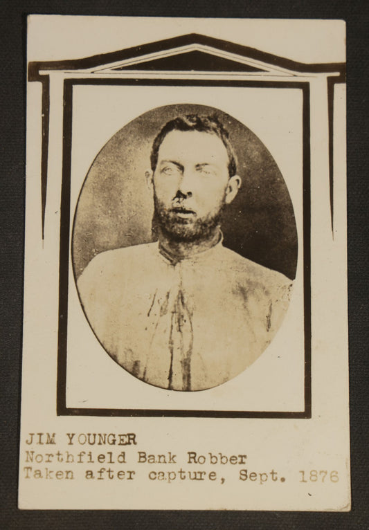 Antique Real Photo Postcard R.P.P.C. of Jim Younger, Northfield Bank Robber, James-Younger Gang, "Taken After Capture, Sept. 1876," Pencil-Noted "James + Younger Gang" on Verso