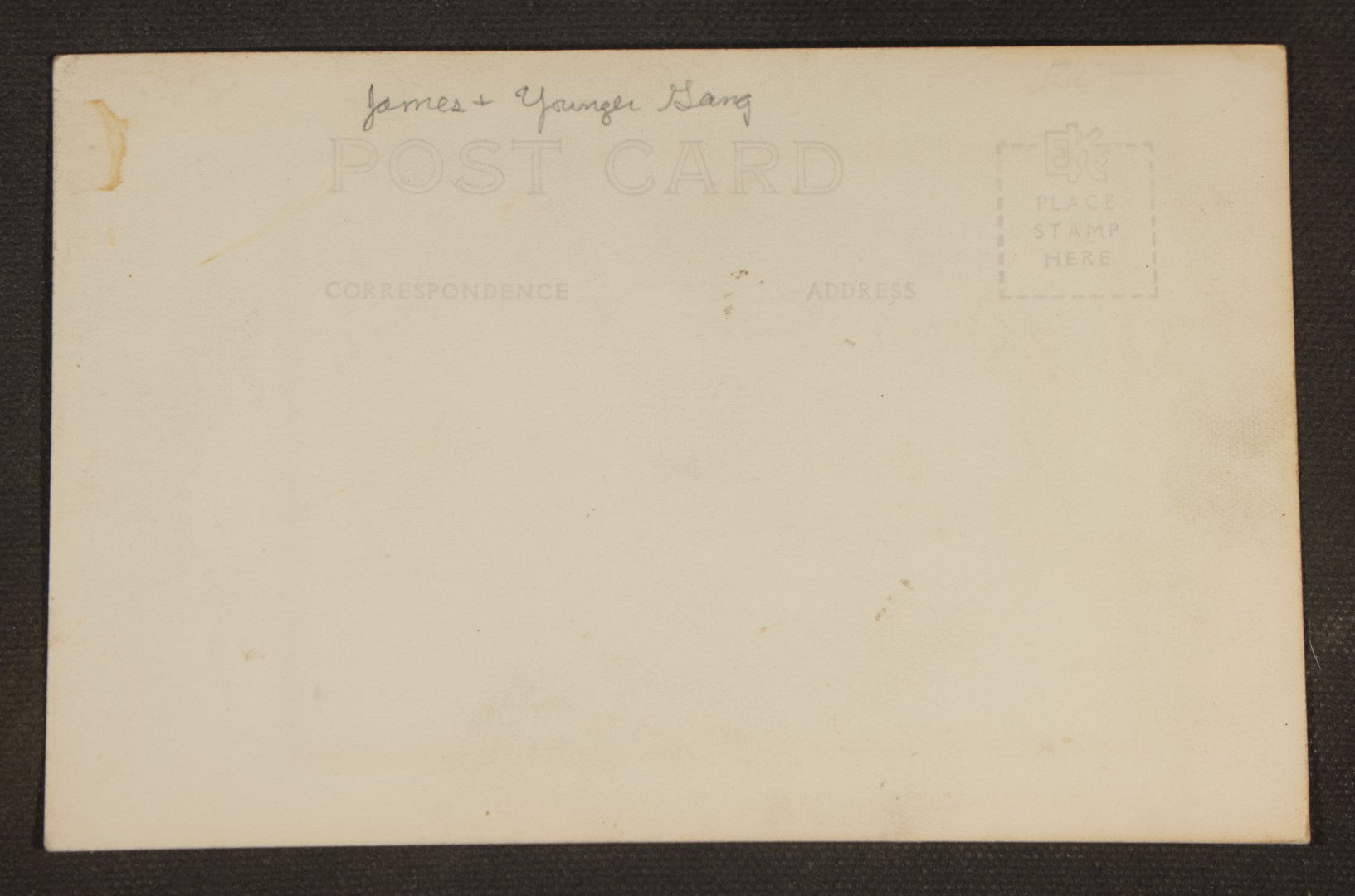 Antique Real Photo Postcard R.P.P.C. of Jim Younger, Northfield Bank Robber, James-Younger Gang, "Taken After Capture, Sept. 1876," Pencil-Noted "James + Younger Gang" on Verso