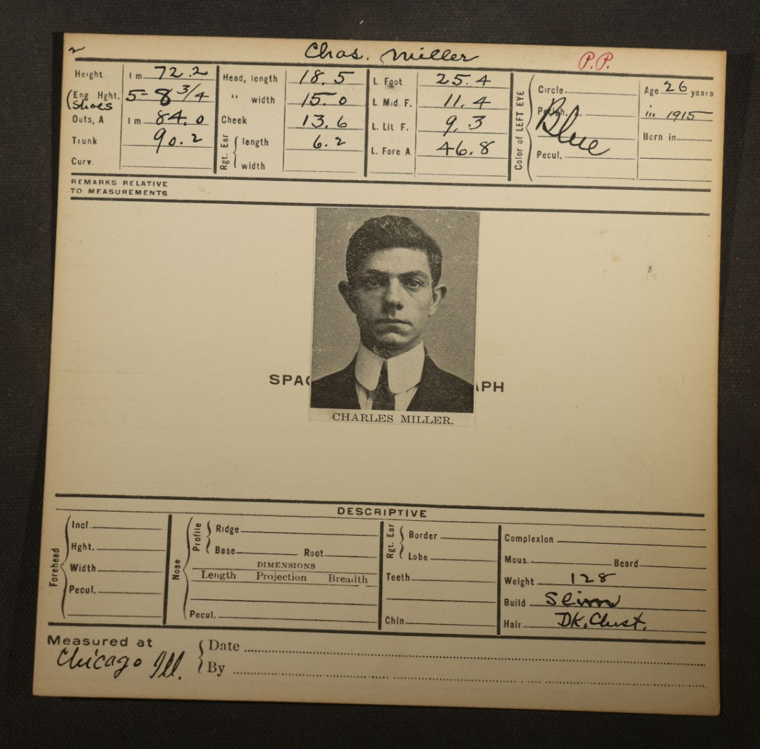Grouping of Eight Antique Mugshot and Arrest Cards with Printed Photographs Including Peter Ward "The Artful Dodger," Burglar, and Ray Majors, Bank Robber