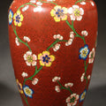Lot 174 - Vintage Chinese Cloisonne Vase with Prunus Blossom and Scroll Ground, Marked "China"