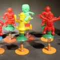 Lot 176 - Grouping of 10 Vintage Plastic Space-Themed Jump-Up Spring Toys Including Astronauts, Aliens, and Robot, H.F., Made in Hong Kong, 4-1/4" H each
