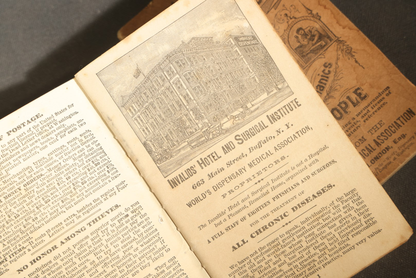 Grouping of Three Antique Dr. Pierce's Advertising Booklets including Two "Memorandum and Account Book" and One "Hand Book," World's Dispensary Medical Association, Buffalo, New York