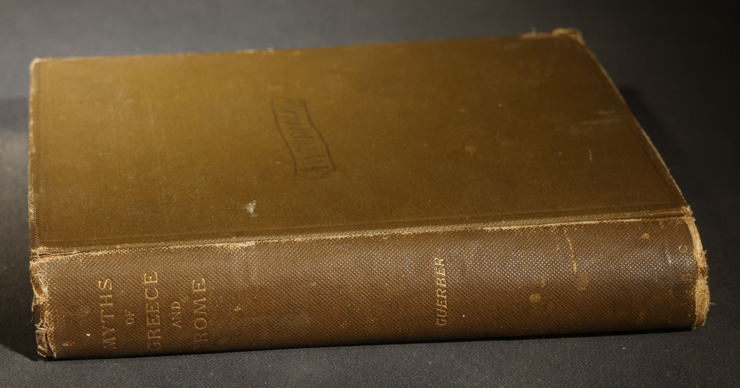 Trio of Antique and Vintage Books including "Myths of Greece and Rome" by H. A. Guerber, 1893, "The Enchanting Witch" by M. J. Farrell, 1951, and "5,000 Most-Used Shorthand Forms"