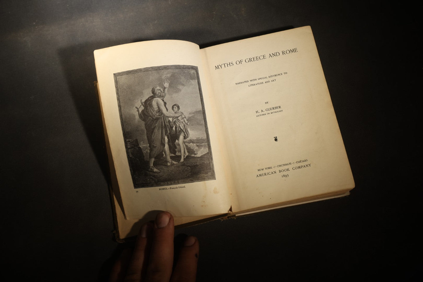 Trio of Antique and Vintage Books including "Myths of Greece and Rome" by H. A. Guerber, 1893, "The Enchanting Witch" by M. J. Farrell, 1951, and "5,000 Most-Used Shorthand Forms"