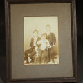Lot 185 - Antique Framed Cabinet Card Photograph of Three Young Boys, Phippen Family, Newspaper Obituary Clipping for Hardy Phippen of Newton, Massachusetts on Verso, 7-3/8" W x 8-3/4" H