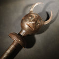 Lot 002 - Vintage Persian Export Devil-Head Mace with Engraved Shaft and Disc Guard, 26-1/2" H