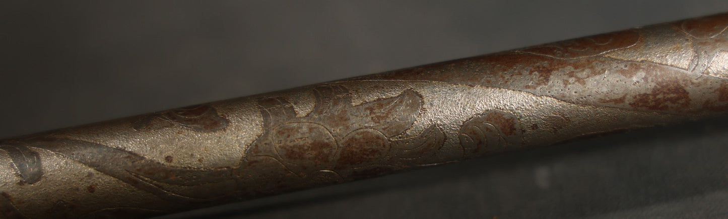 Vintage Persian Export Devil-Head Mace with Engraved Shaft and Disc Guard