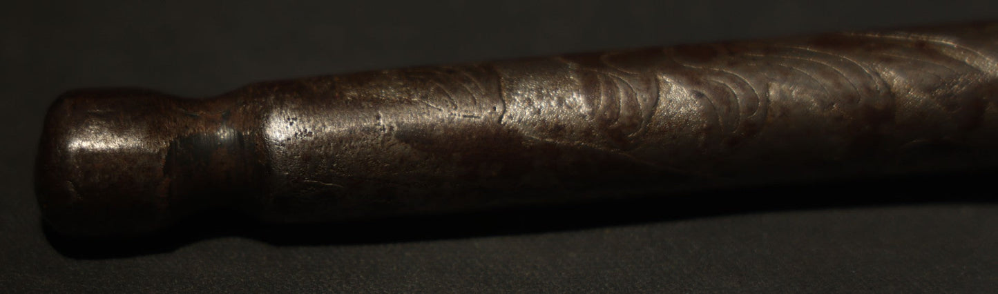 Vintage Persian Export Devil-Head Mace with Engraved Shaft and Disc Guard