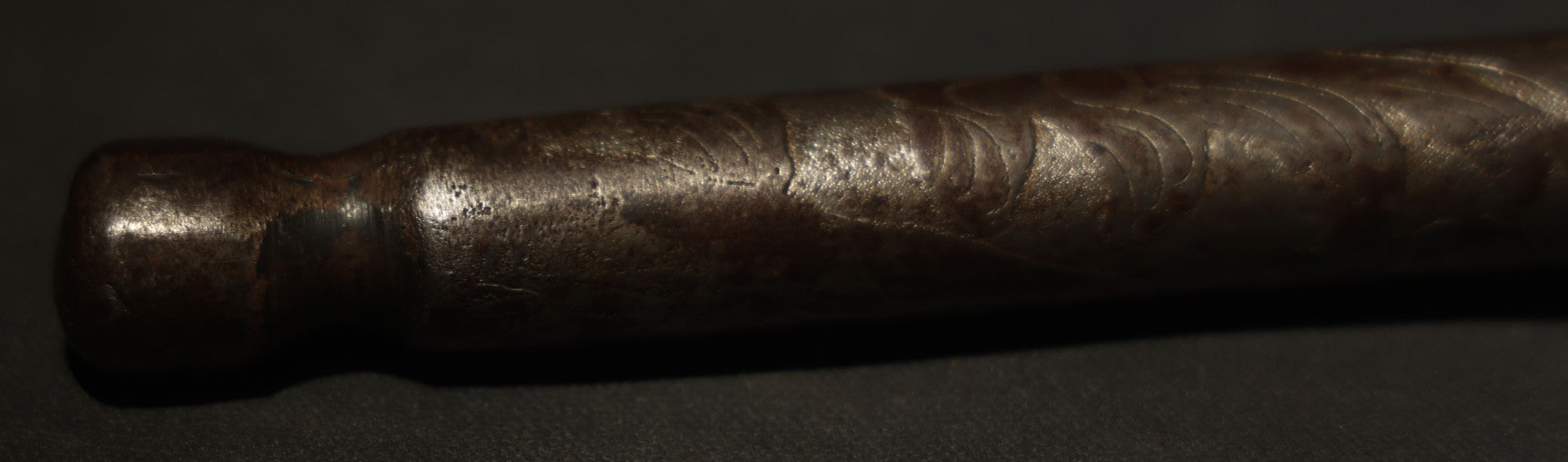 Vintage Persian Export Devil-Head Mace with Engraved Shaft and Disc Guard