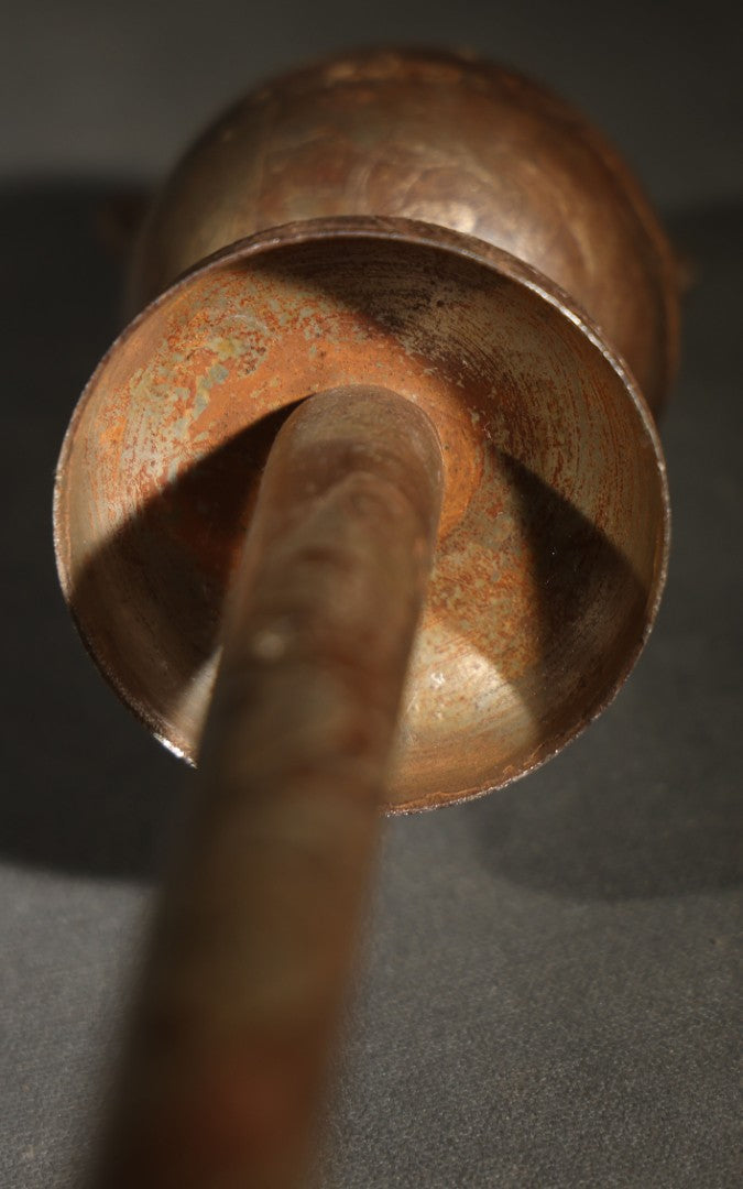 Vintage Persian Export Devil-Head Mace with Engraved Shaft and Disc Guard
