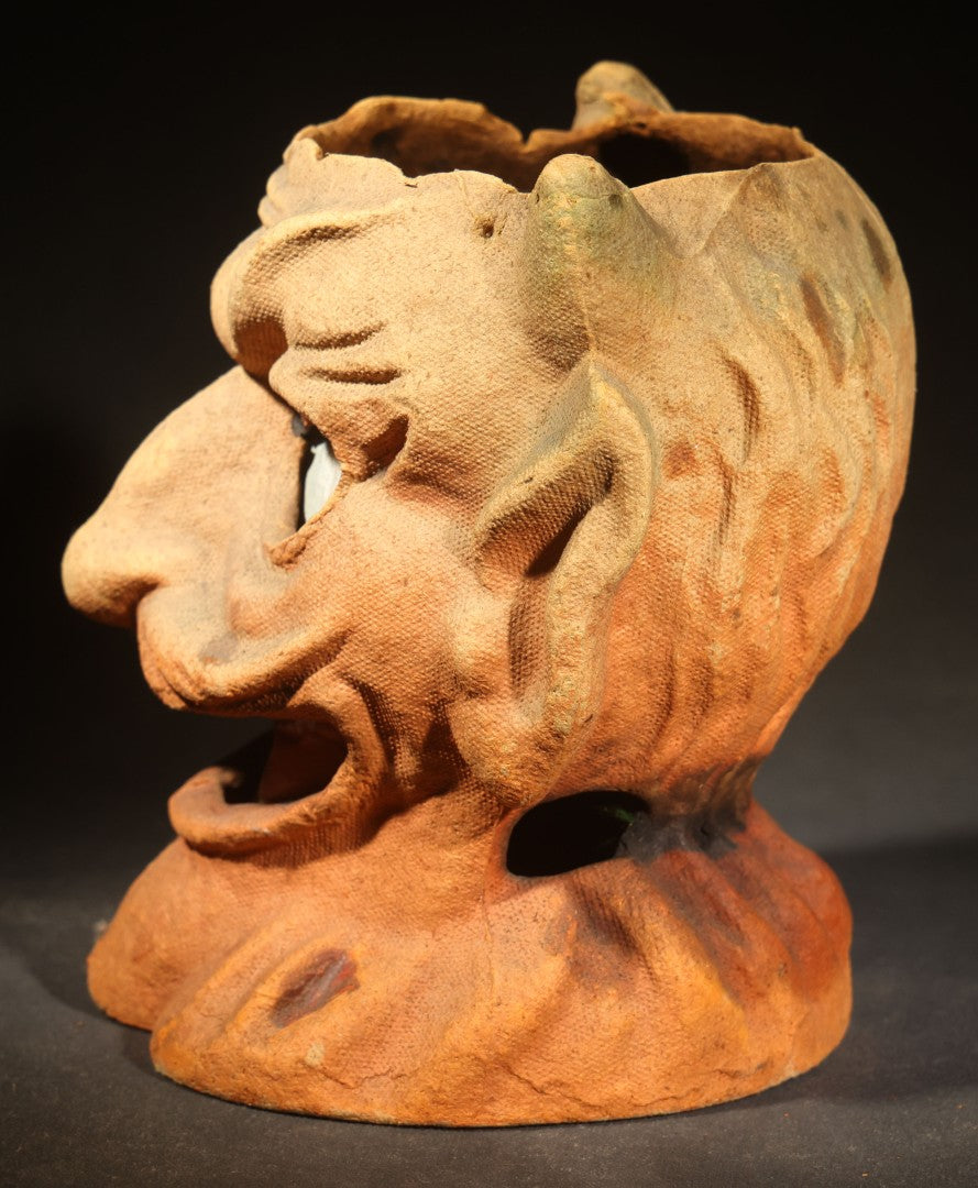 Vintage 1930s Papier-Mache / Pulp Halloween Devil Head Lantern with Partial Paper Insert, Manufactured by F.N. Burt Company, Buffalo, New York, Circa 1930s