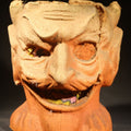 Lot 005 - Vintage Papier-Mache / Paper Pulp Halloween Devil Head Lantern with Original Partial Paper Insert, Manufactured by F.N. Burt Company, Buffalo, New York, Circa 1930s, Poor Condition, 6-1/2" H