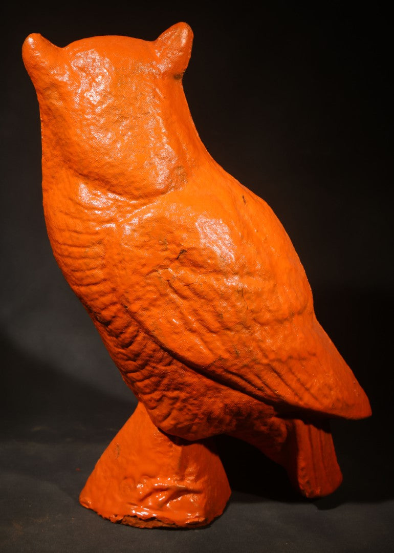 Vintage Papier-Mache / Paper Pulp Halloween Owl Figure with Glass Eyes, Repainted