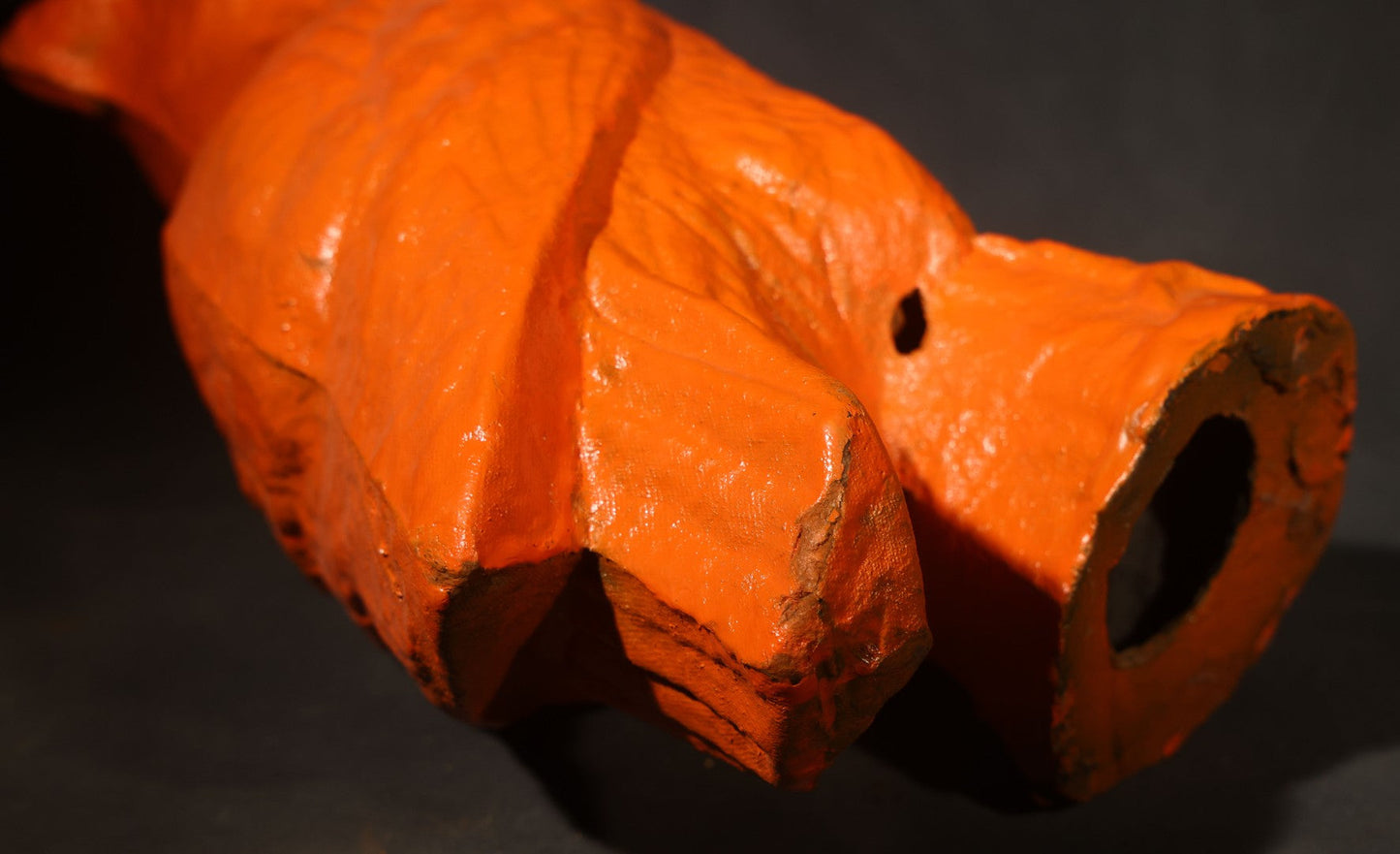 Vintage Papier-Mache / Paper Pulp Halloween Owl Figure with Glass Eyes, Repainted