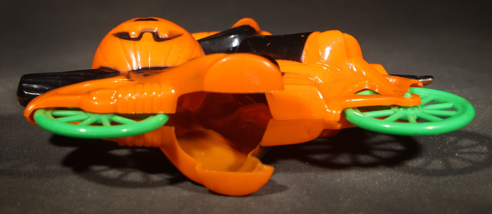 Vintage Plastic Halloween Witch on Motorcycle Candy Container, Circa 1950s, Manufactured by Rosbro Plastics, Pawtucket, Rhode Island