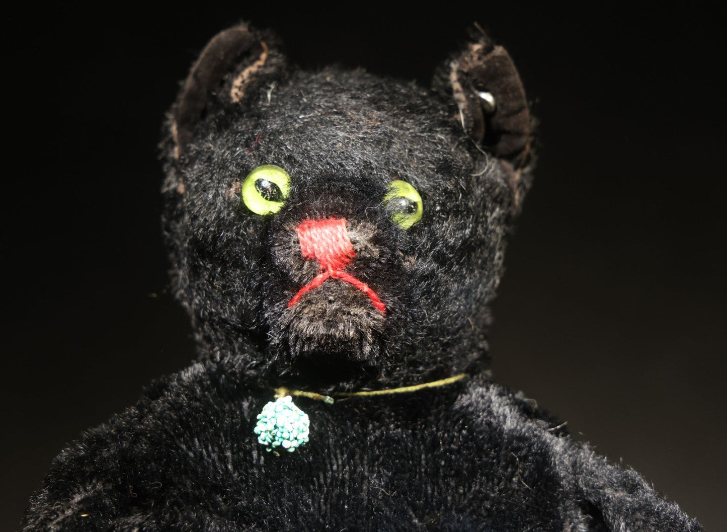 Vintage Steiff "Tom Cat" Black Cat Hand Puppet with Ear Button, Germany, Circa 1950s-1970s
