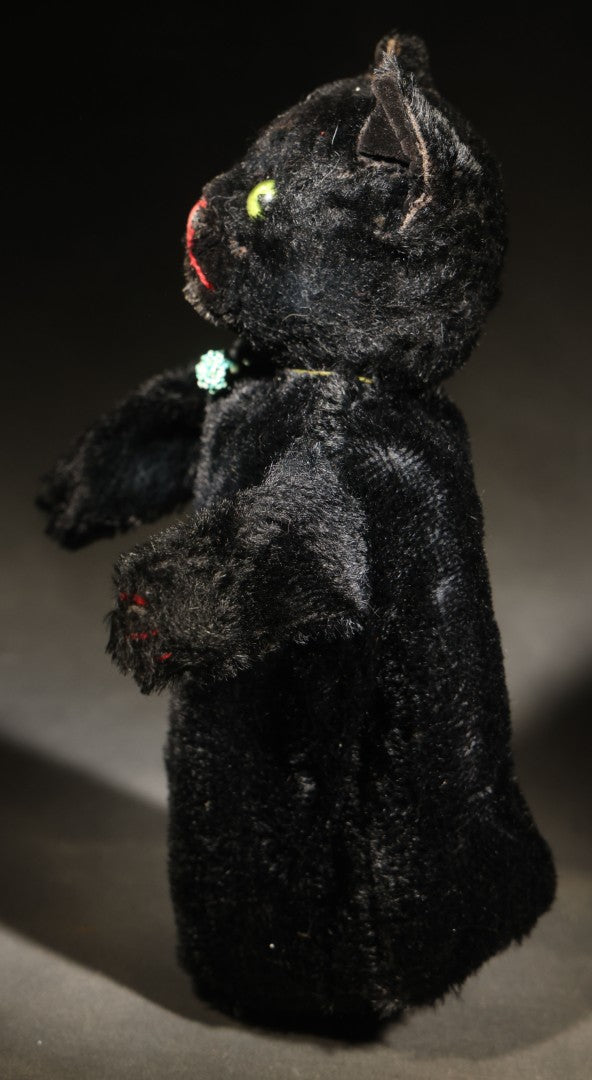 Vintage Steiff "Tom Cat" Black Cat Hand Puppet with Ear Button, Germany, Circa 1950s-1970s