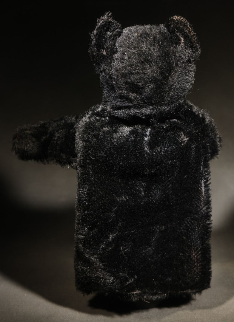 Vintage Steiff "Tom Cat" Black Cat Hand Puppet with Ear Button, Germany, Circa 1950s-1970s