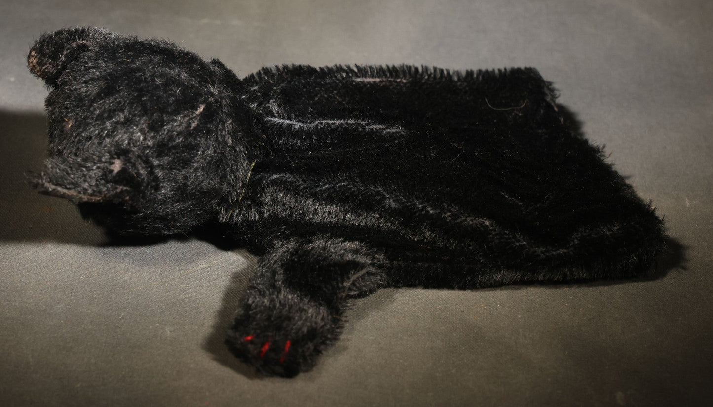 Vintage Steiff "Tom Cat" Black Cat Hand Puppet with Ear Button, Germany, Circa 1950s-1970s