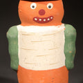 Lot 016 - Vintage Halloween Jack-O-Lantern-Headed Man Papier-Mache / Cardboard Candy Container with Black Top Hat, Green Sleeves, Marked "Germany", 5-1/2" H