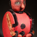 Lot 017 - Vintage German Halloween Devil Candy Container Figure with Painted Papier-Mache Head, Chenille Trim, and Fabric-Handled Lid, 8" H