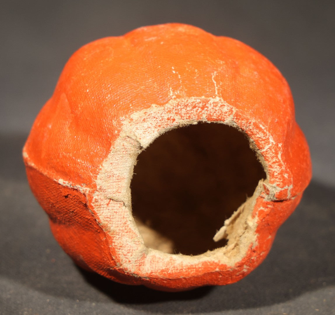 Trio of Vintage Papier Mache / Paper Pulp Halloween Choir Boy Jack-O-Lantern Pumpkin Nut Cups with Green-Painted Features including One with Original Paper Insert
