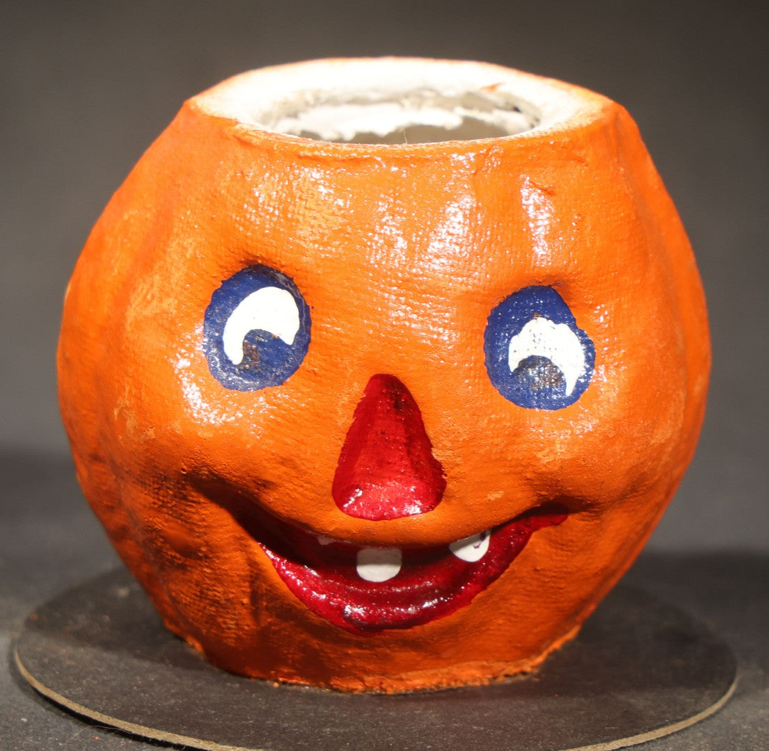 Pair of Vintage Papier Mache / Paper Pulp Halloween Jack-O-Lantern Pumpkin Nut Cups, One Manufactured by Master Craft (Kopper's), Kearny, New Jersey