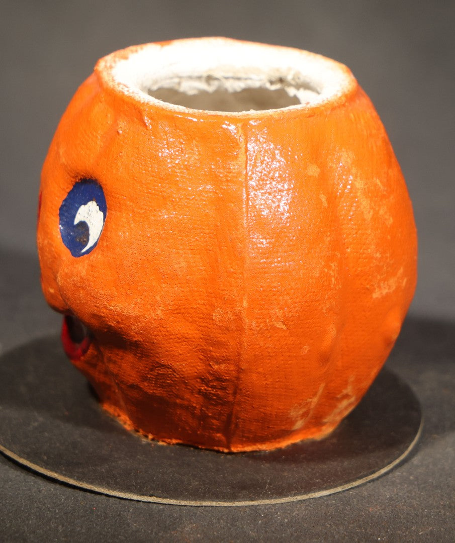 Pair of Vintage Papier Mache / Paper Pulp Halloween Jack-O-Lantern Pumpkin Nut Cups, One Manufactured by Master Craft (Kopper's), Kearny, New Jersey
