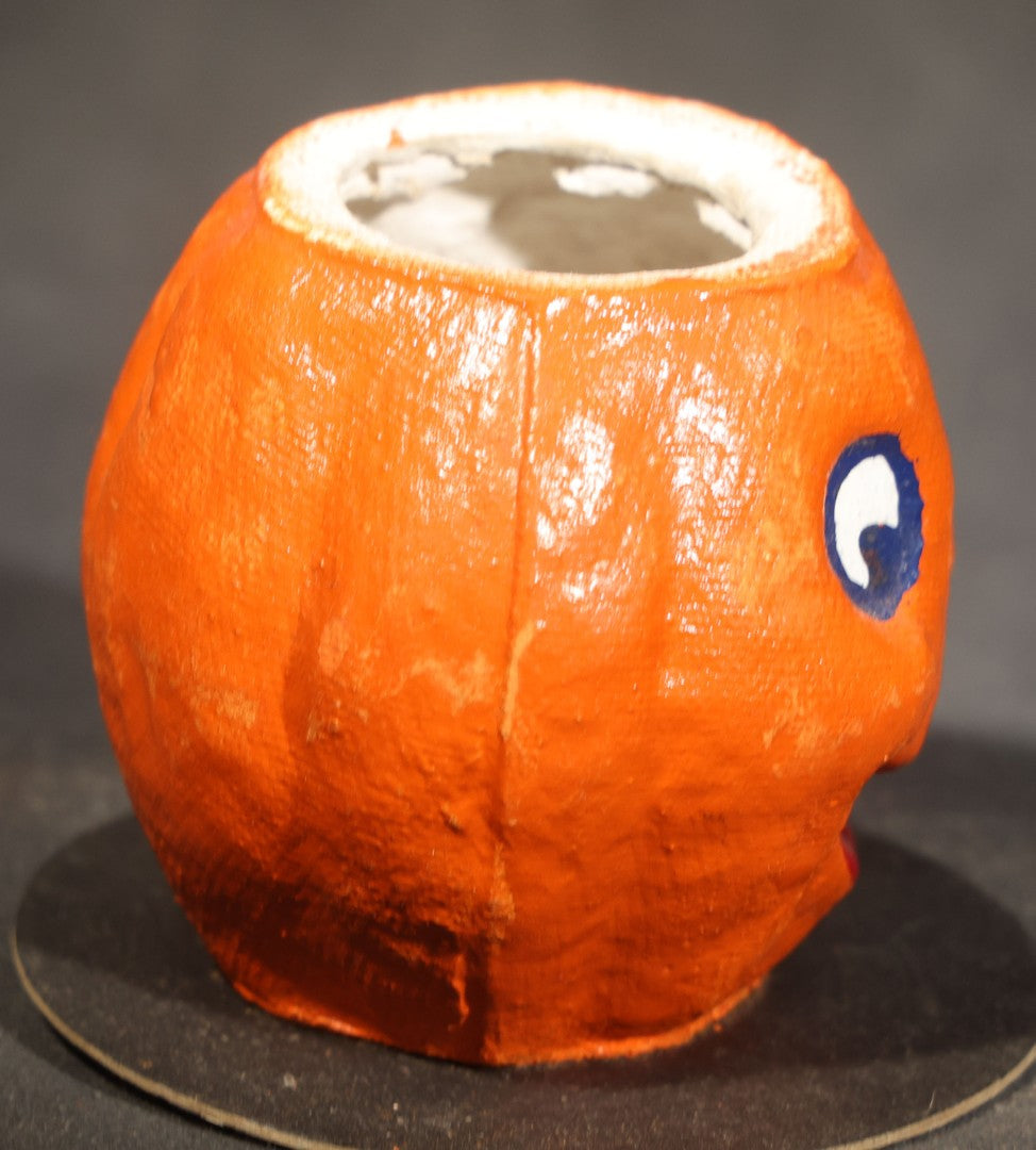 Pair of Vintage Papier Mache / Paper Pulp Halloween Jack-O-Lantern Pumpkin Nut Cups, One Manufactured by Master Craft (Kopper's), Kearny, New Jersey