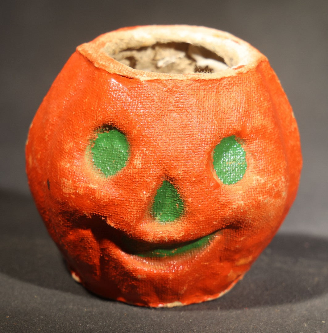 Pair of Vintage Papier Mache / Paper Pulp Halloween Jack-O-Lantern Pumpkin Nut Cups, One Manufactured by Master Craft (Kopper's), Kearny, New Jersey