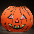Lot 026 - Vintage Slot-And-Tab Cardboard Jack-O-Lantern Pumpkin Lantern with Wire Handle and Tissue Paper Inserts, Manufactured by Dolly Toy Company, Dayton, Ohio, Circa 1930s-1950s, 6-1/2" H