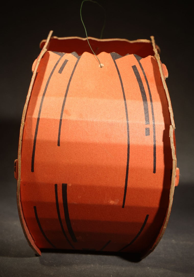 Vintage Slot-and-Tab Cardboard Jack-O-Lantern Pumpkin Lantern with Wire Handle and Tissue Paper Inserts, Manufactured by Dolly Toy Company, Dayton, Ohio, Circa 1930s-1950s