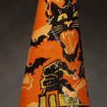 Lot 029 - Vintage Tin Lithograph Halloween Horn Noisemaker with Witch, Black Cats, Bats, and Haunted House, Manufactured by Kirchhof, Newark, New Jersey, 5-1/2" H