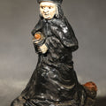 Lot 036 - Vintage Chalkware Halloween Witch Figurine with Broom, Circa 1940s, 4" H