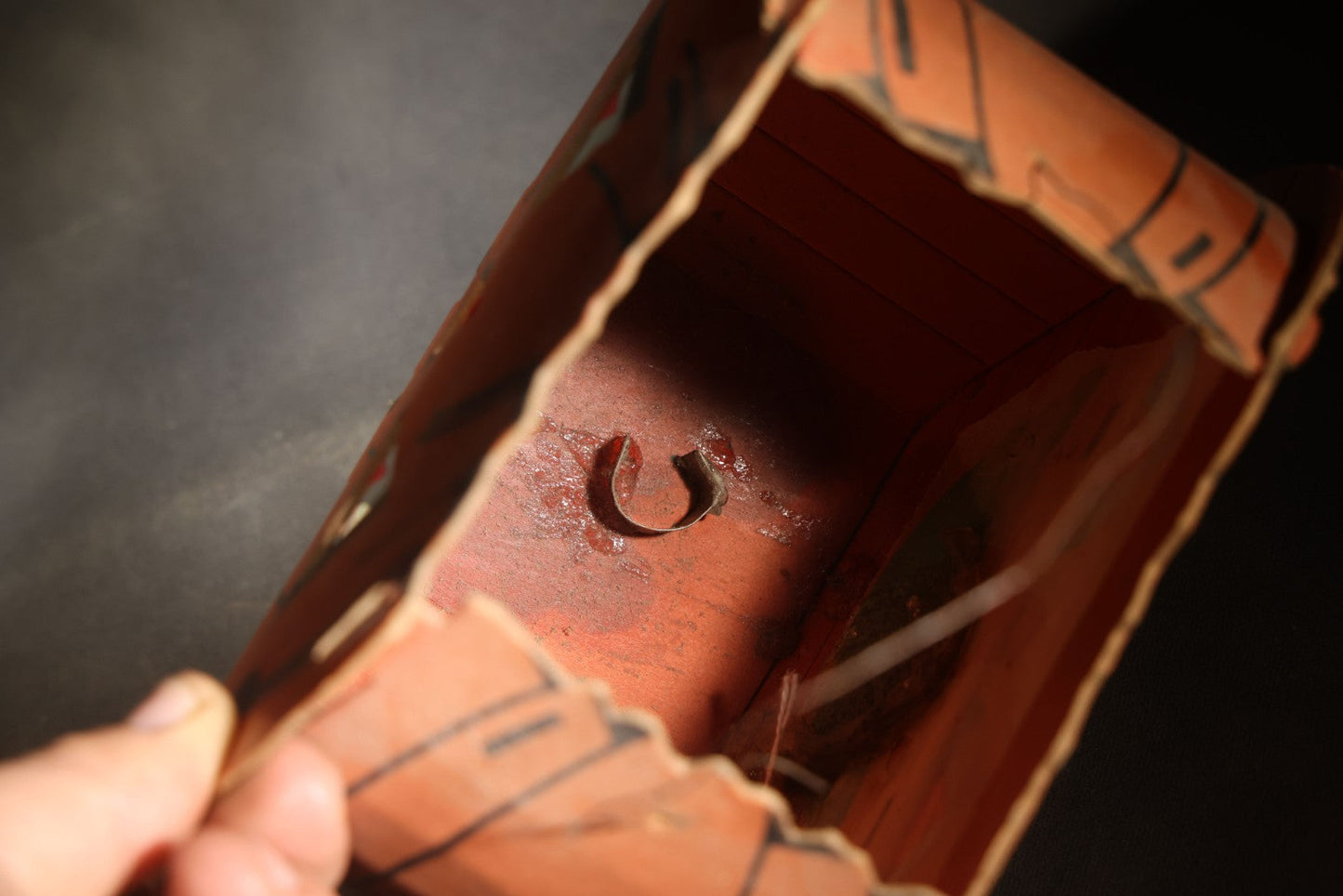 Vintage Slot-and-Tab Cardboard Jack-O-Lantern Pumpkin Lantern with Wire Handle, Tissue Paper Inserts, and Interior Candle Socket, Manufactured by Dolly Toy Company, Dayton, Ohio, Circa 1930s-1950s
