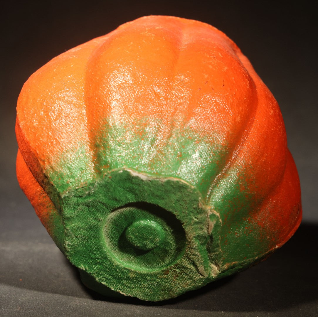 Vintage Papier-Mache / Paper Pulp Halloween Grinning Jack-O-Lantern Pumpkin Lantern with Original Paper Insert