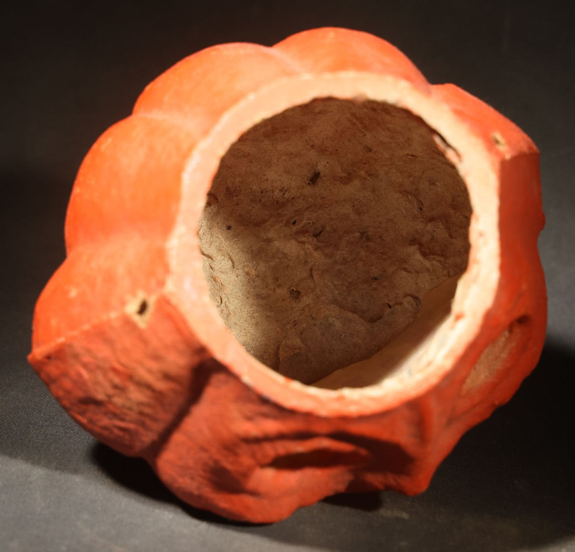 Vintage Papier-Mache / Paper Pulp Halloween Grinning Jack-O-Lantern Pumpkin Lantern with Original Paper Insert