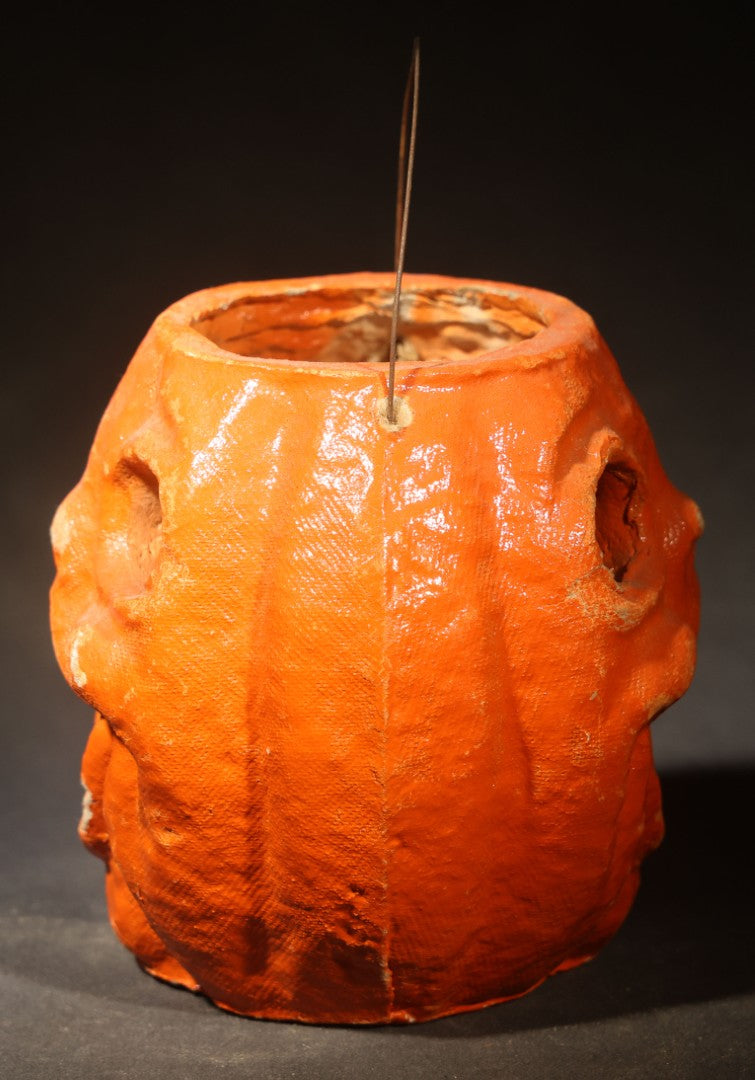 Vintage Papier-Mache / Paper Pulp Halloween Double-Sided Choir Boy Jack-O-Lantern Pumpkin Lantern with Remnants of Original Paper Inserts
