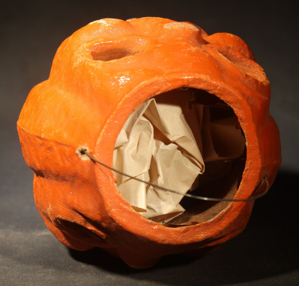Vintage Papier-Mache / Paper Pulp Halloween Double-Sided Choir Boy Jack-O-Lantern Pumpkin Lantern with Remnants of Original Paper Inserts