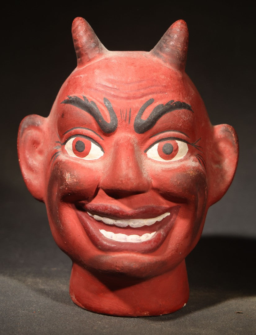 Vintage Fantasy Reproduction Papier Mache / Molded Paper Devil Head, Circa 1990s