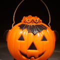 Lot 047 - Vintage Plastic Halloween Jack-O-Lantern Pumpkin Candy Container with Crown, Circa 1950s, Manufactured by Rosbro Plastics, Pawtucket, Rhode Island, 3-3/4" H